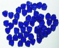 50 9mm Transparent Cobalt Leaf Beads